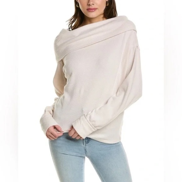 We The Free Tops - FREE PEOPLE Hazy Heart Thermal Top In White